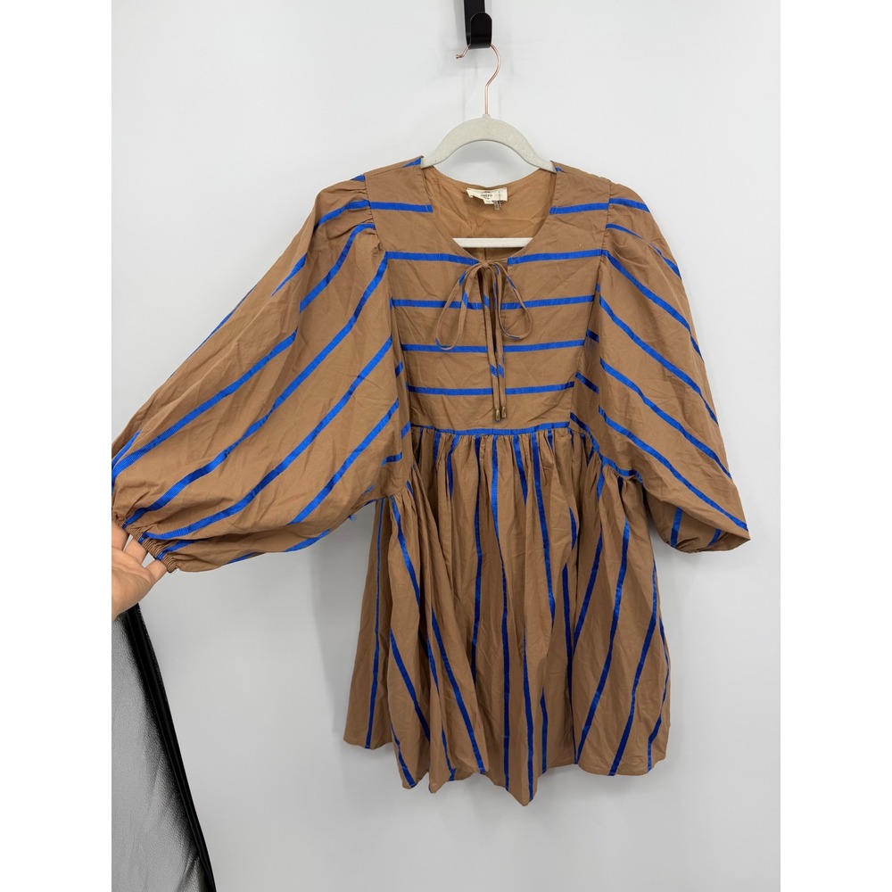 entro Brown Mini Dress with Blue Stripes
